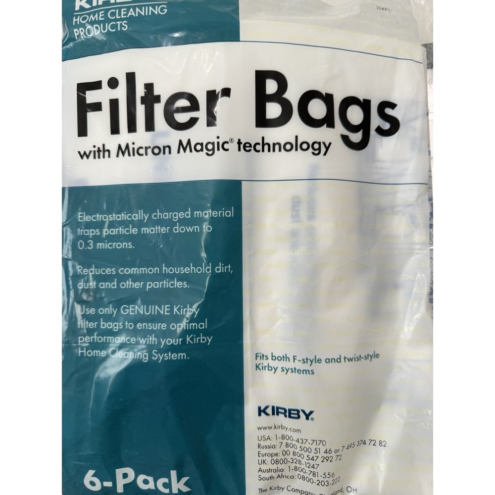 Kirby 5‎ Pack F & Twist Style Micron Magic Plus HEPA Vacuum Filter Bag 204811
